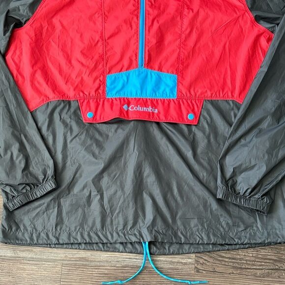 COLUMBIA LIGHTWEIGHT GREY RED HALF ZIP PULLOVER WINDBREAKER MENS MEDIUM - Picture 3 of 5
